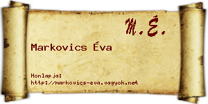 Markovics Éva névjegykártya